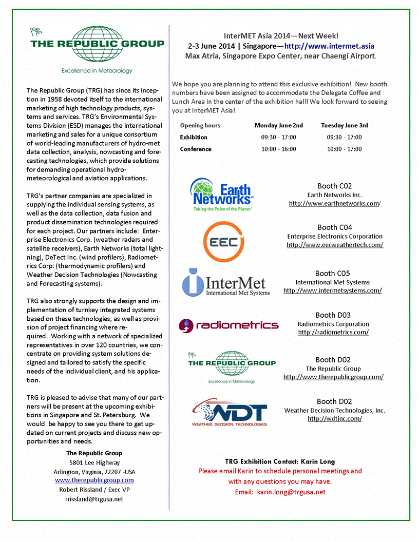 TRG Announcement InterMET Asia 2014 - New Booth Numbers.png
